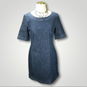 Boden Freya Denim Dress Indigo Blue Size 6R NWT Fitted Stretch